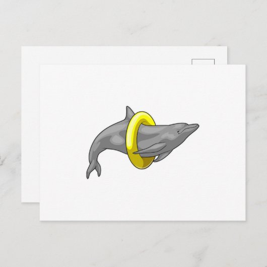 Dolfijn Zwemmen Reddingsboei Briefkaart (Voorkant / Achterkant)