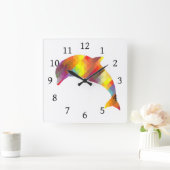 Dolfijnen afdrukken 7 vierkante klok (Huis)