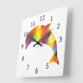 Dolfijnen afdrukken 7 vierkante klok (Hoek)