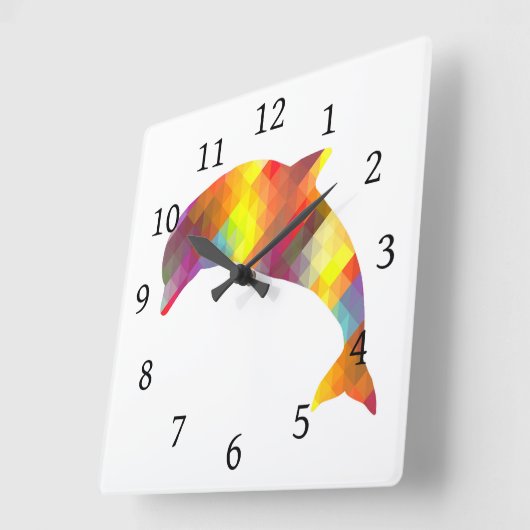 Dolfijnen afdrukken 7 vierkante klok (Hoek)