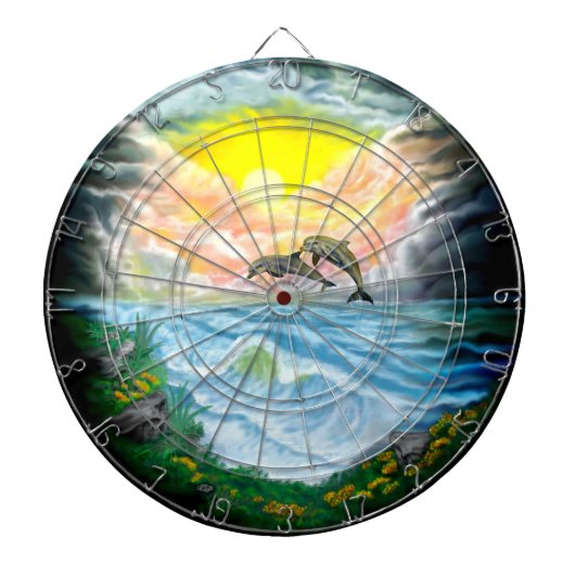 Dolfijnen afspelen in de zon dartbord (Voorkant)