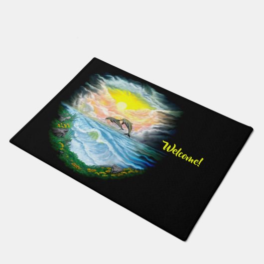 Dolfijnen afspelen in de zon deurmat (Schuin)