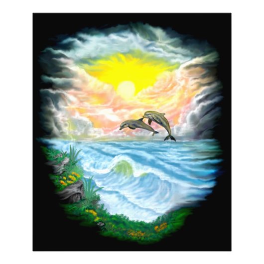 Dolfijnen afspelen in de zon foto afdruk (Voorkant)