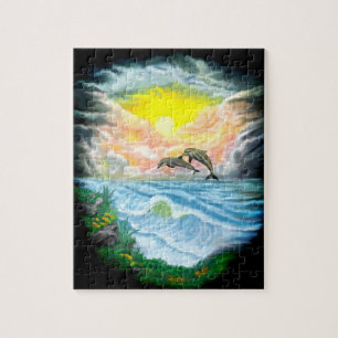 Dolfijnen afspelen in de zon legpuzzel