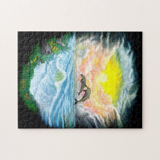 Dolfijnen afspelen in de zon legpuzzel (Horizontaal)