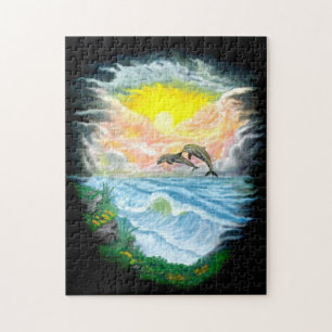 Dolfijnen afspelen in de zon legpuzzel