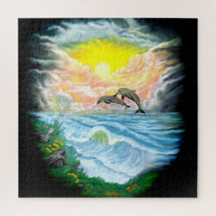 Dolfijnen afspelen in de zon legpuzzel