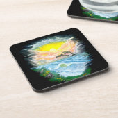 Dolfijnen afspelen in de zon onderzetter (Linkerzijde)