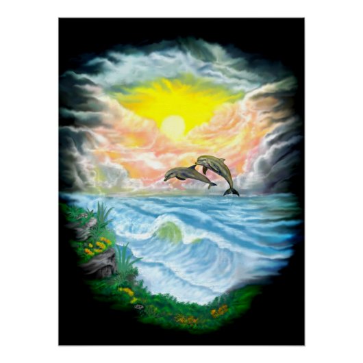 Dolfijnen afspelen in de zon perfect poster (Voorkant)