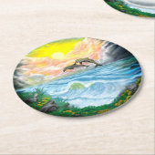 Dolfijnen afspelen in de zon ronde kartonnen onderzetter (Gebogen)