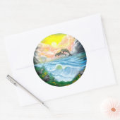 Dolfijnen afspelen in de zon ronde sticker (Envelop)