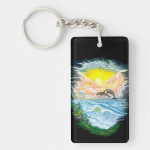 Dolfijnen afspelen in de zon sleutelhanger