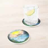 Dolfijnen afspelen in de zon zandsteen onderzetter (Zijkant)