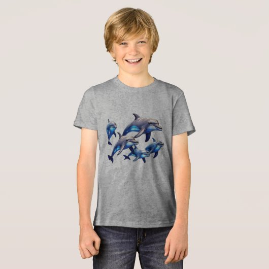 Dolfijnen afspelen Tri-Blend shirt (Voorkant volledig)