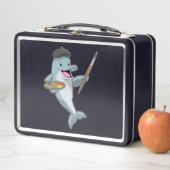 Dolfijnen als schilder met penseel en kleur verf (In situ)