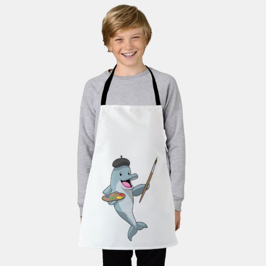 Dolfijnen als schilder met penseel en kleur verf schort (Gedragen)