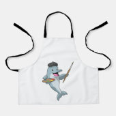 Dolfijnen als schilder met penseel en kleur verf schort (Voorkant)