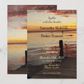 Dolfijnen bij de uitnodiging voor het Sunset Weddi (Voorkant / Achterkant)