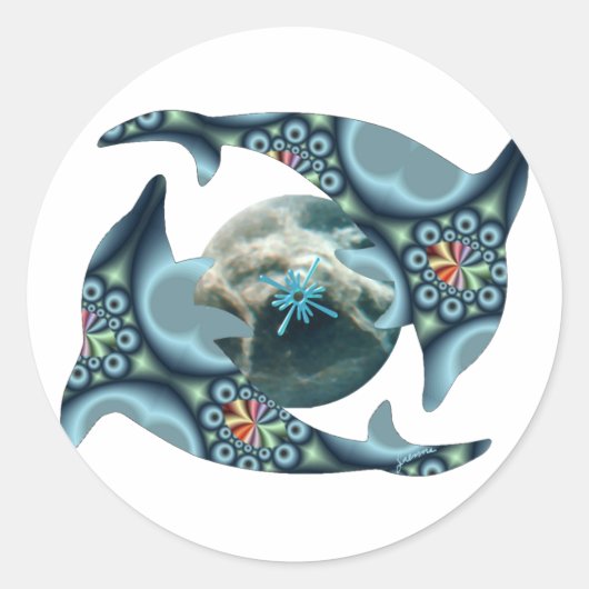 Dolfijnen bij Dione Ronde Sticker (Voorkant)