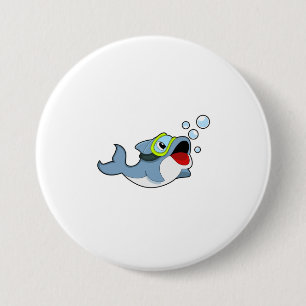 Dolfijnen bij duiken met waterbellen.PNG Ronde Button 7,6 Cm
