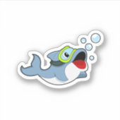 Dolfijnen bij duiken met waterbellen.PNG Sticker (Voorkant)