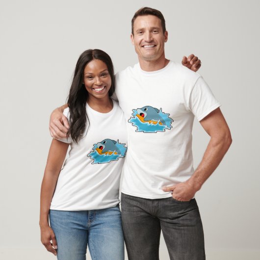 Dolfijnen bij surfen met surfboard t-shirt (Unisex)