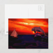 Dolfijnen bij zonsondergang briefkaart (Voorkant / Achterkant)