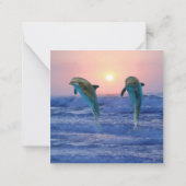 Dolfijnen bij zonsopgang strand bruiloft dank u notitiekaartje (Achterkant)