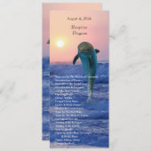 Dolfijnen bij zonsopgang strand bruiloft programma programmakaart (Voorkant / Achterkant)