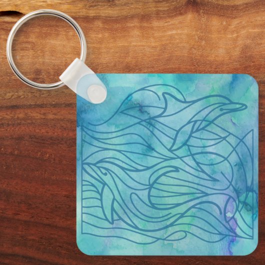 Dolfijnen - Blauw Sleutelhanger (Voorkant)