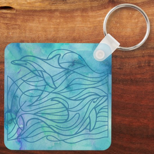 Dolfijnen - Blauw Sleutelhanger (Achterkant)