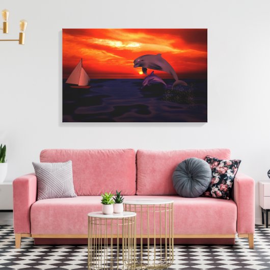 Dolfijnen Canvas Afdruk (Insitu (Woonkamer))