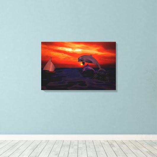 Dolfijnen Canvas Afdruk (Insitu (Houten vloer))