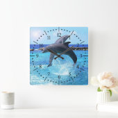 Dolfijnen dansen in de oceaan vierkante klok (Huis)