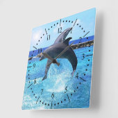 Dolfijnen dansen in de oceaan vierkante klok (Hoek)