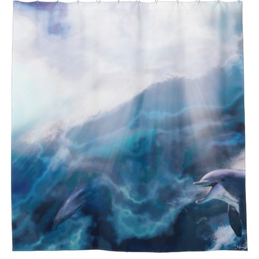 Dolfijnen die alleen spelen voor de DRILL Douchegordijn (Voorkant)