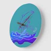 Dolfijnen die golven rondspringen (grote) wandklok (Hoek)