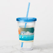 dolfijnen die in de oceaan breken acryl drinkbeker (Achterkant)