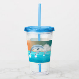 dolfijnen die in de oceaan breken acryl drinkbeker