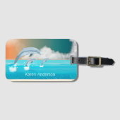 dolfijnen die in de oceaan breken bagagelabel (Voorkant (horizontaal))