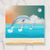 dolfijnen die in de oceaan breken bedankjes labels (Achterkant)