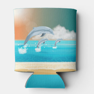 dolfijnen die in de oceaan breken blikjeskoeler