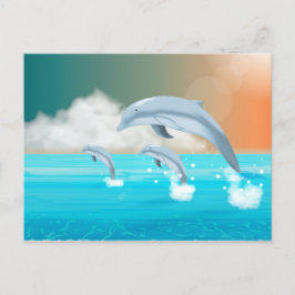 dolfijnen die in de oceaan breken briefkaart