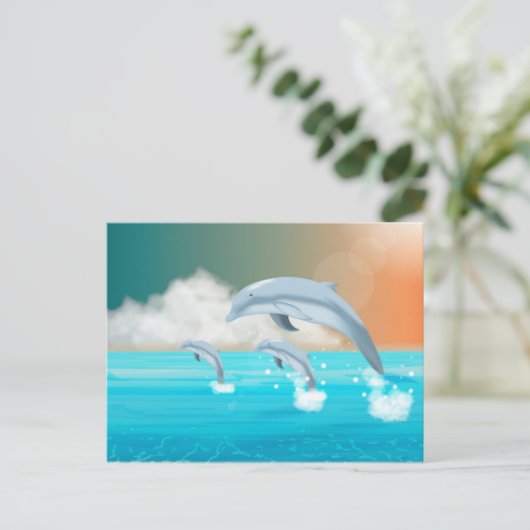 dolfijnen die in de oceaan breken briefkaart (Staand voorkant)