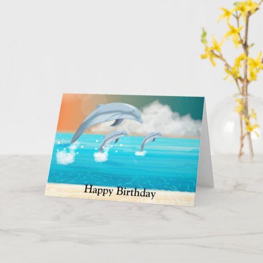 dolfijnen die in de oceaan breken kaart (Gele Bloem)