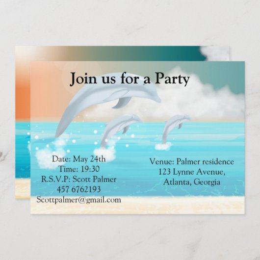 dolfijnen die in de oceaan breken kaart (Voorkant / Achterkant)