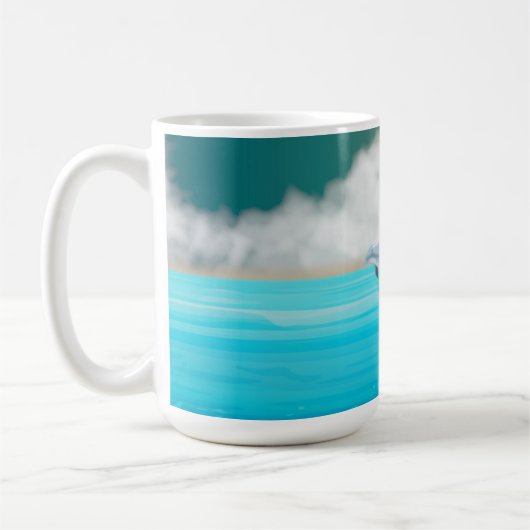 dolfijnen die in de oceaan breken koffiemok (Links)