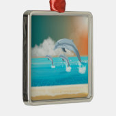 dolfijnen die in de oceaan breken metalen ornament (Rechts)