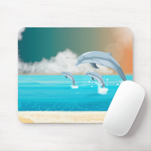 dolfijnen die in de oceaan breken muismat (Met muis)