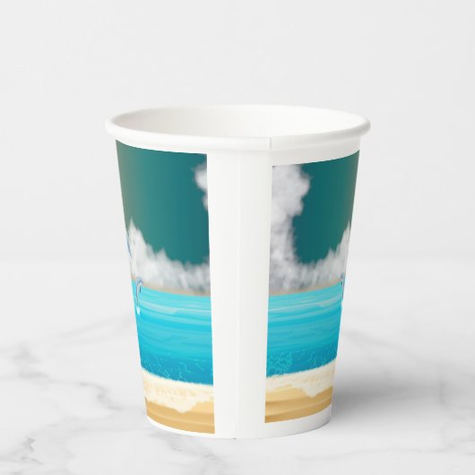 dolfijnen die in de oceaan breken papieren bekers (Rechts)